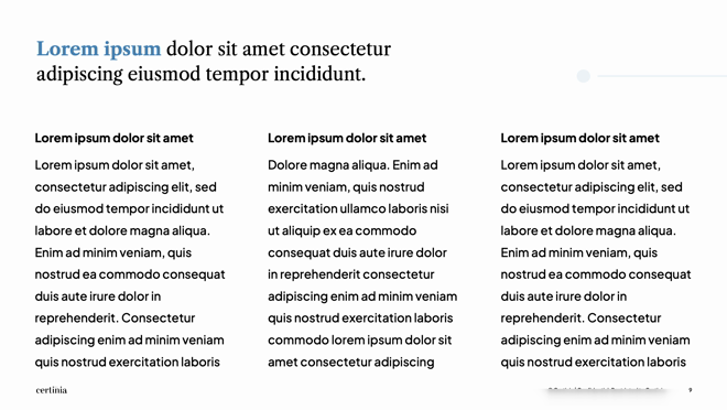 Certinia refreshed deck template — three-column content layout