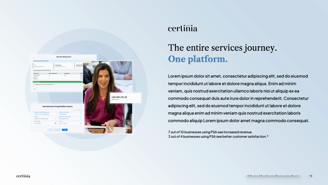Certinia refreshed deck template — product overview slide